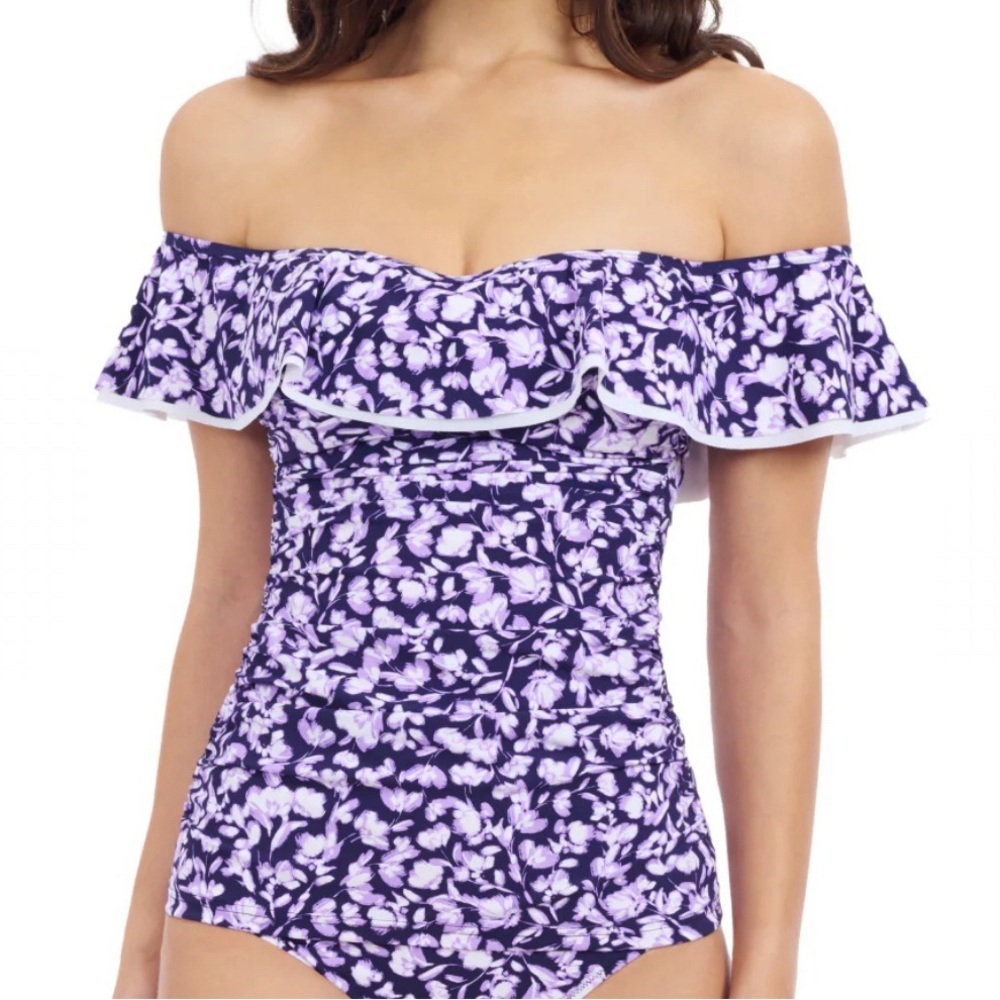 Profile by Gottex Juliette Off Shoulder Tankini Floral Ruffle Size 10 NWT